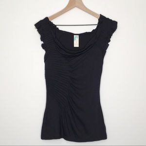 Anthropologie C. Keer Draped Neck Pleated Blouse S